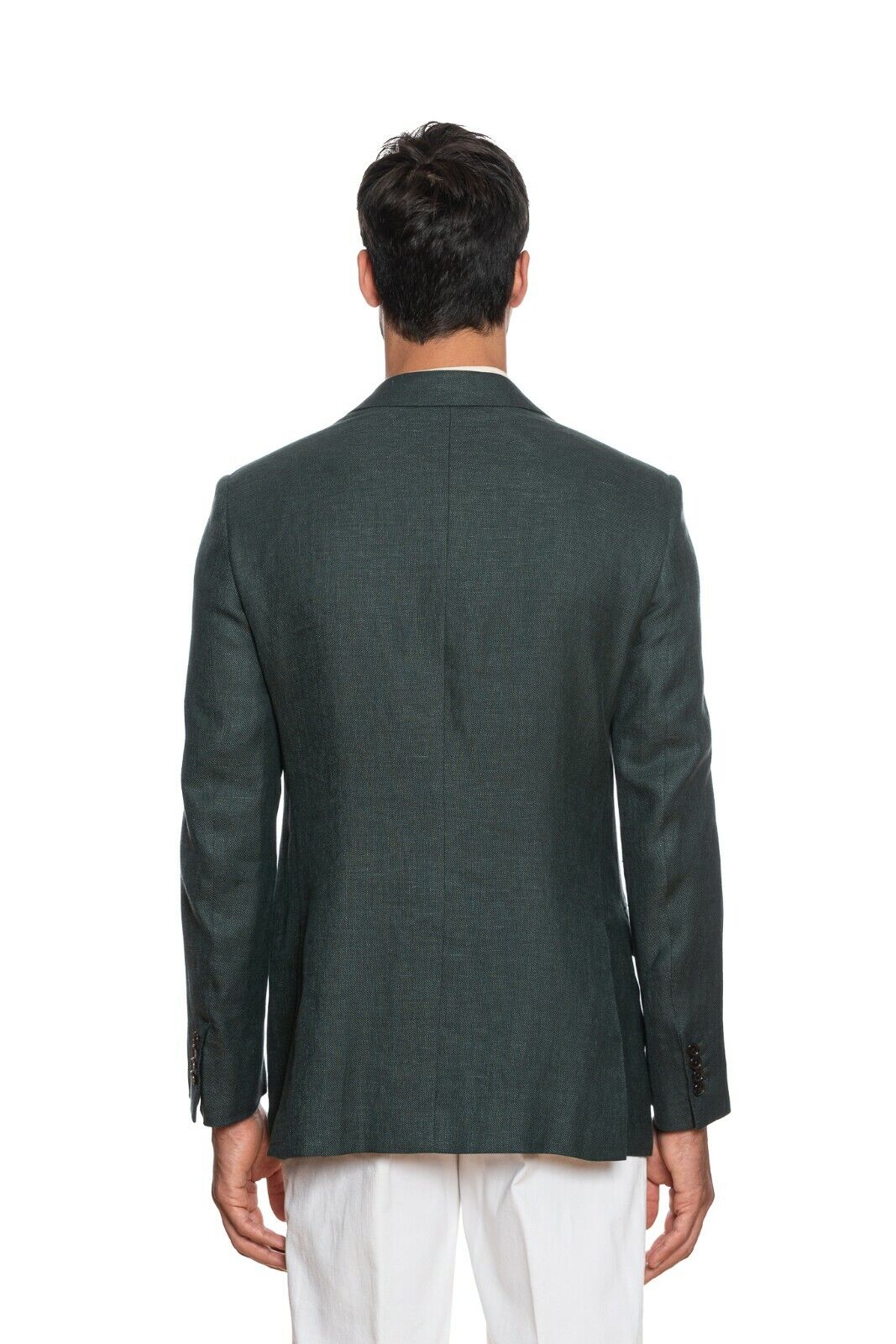 2180$ BELVEST Sartorial Jacket Solid Green Petroleum Linen Wool Silk Drop7 Short