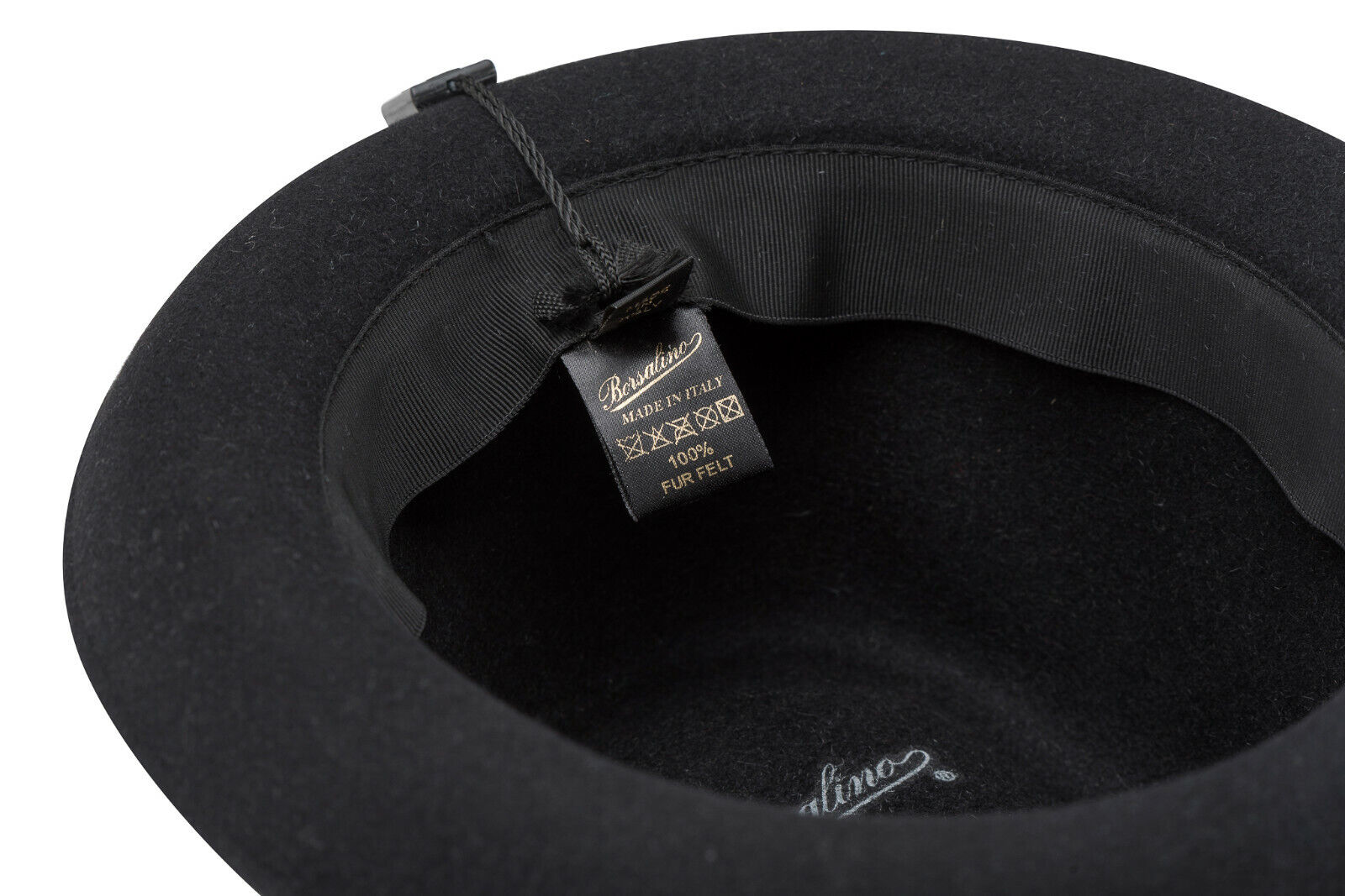 290$ BORSALINO Brushed Women's Hat Fur Felt Black Handmade in Italy Size S