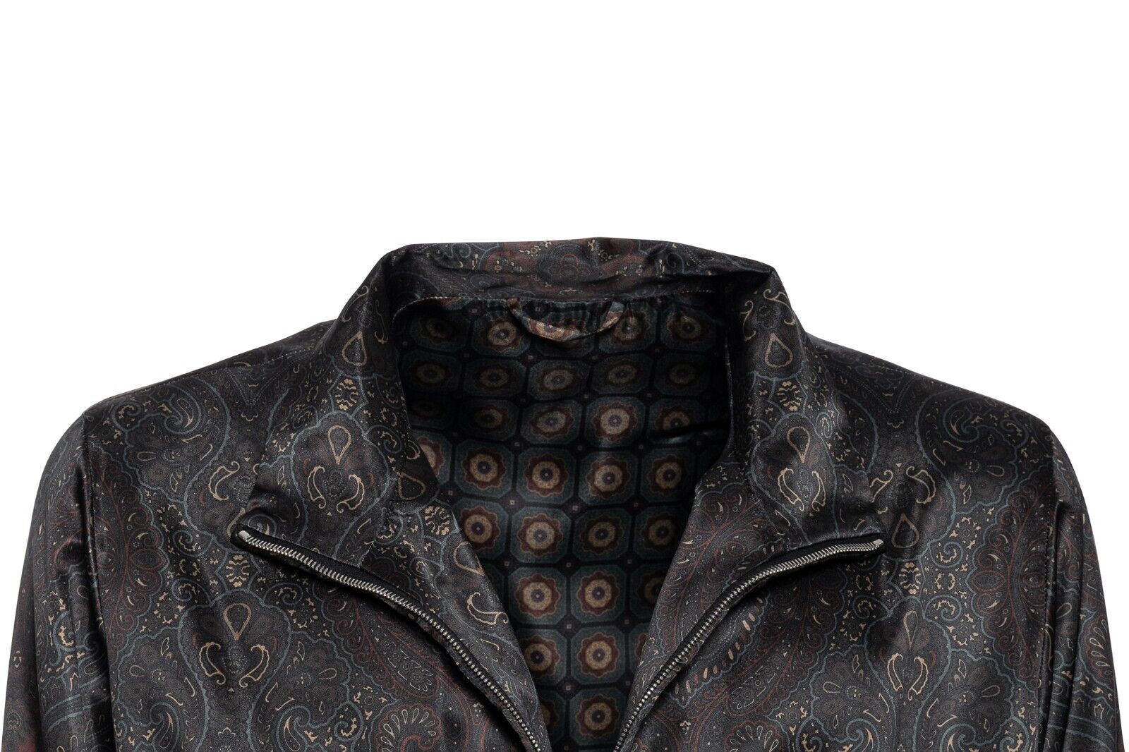 2000$ ITALO FERRETTI Bomber Jacket "DAMASK" 100% Silk 42 US / 52 EU ZILLI