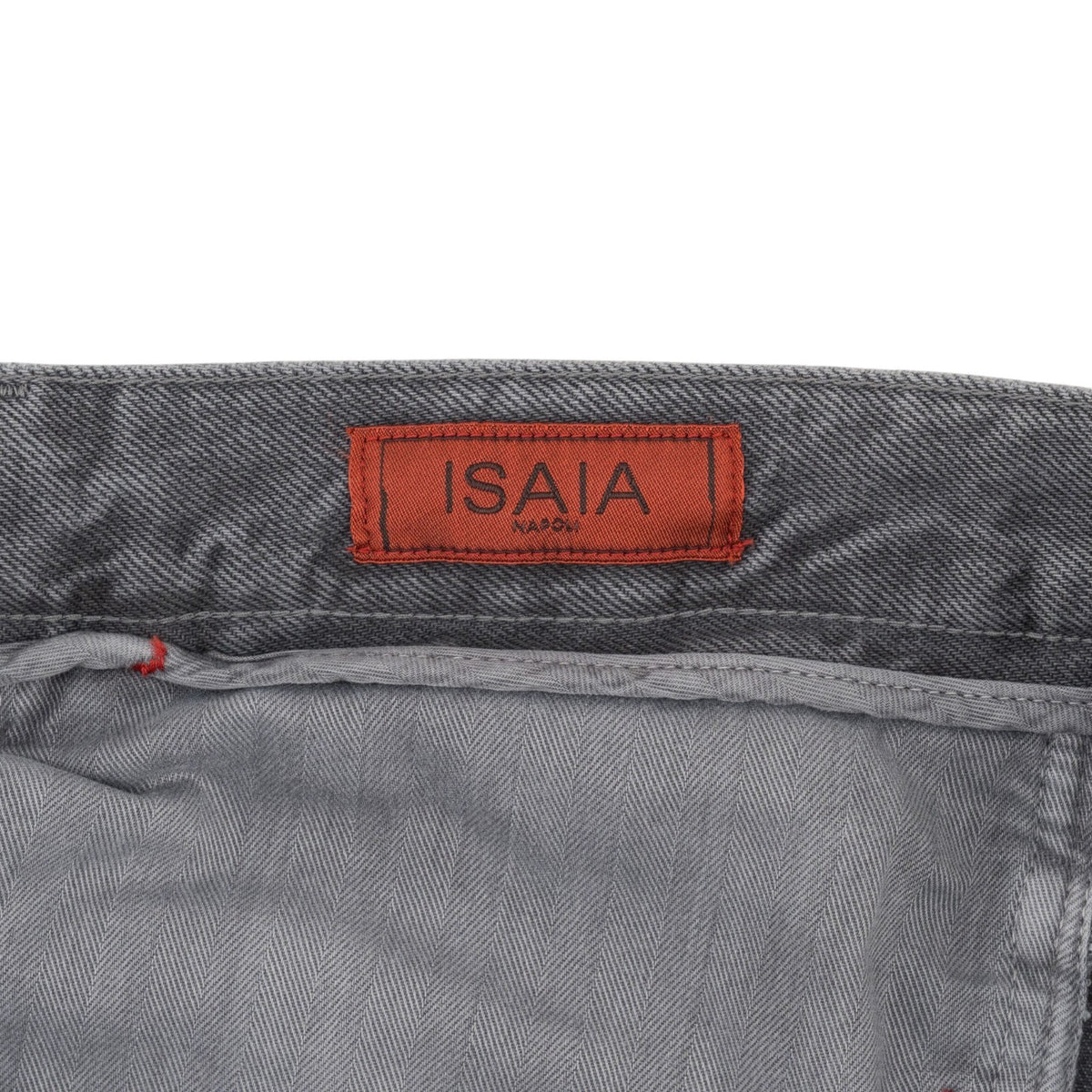 795$ ISAIA NAPOLI "Chiaia" Gray Denim Jeans Pant Cotton Regular - Leather Tag