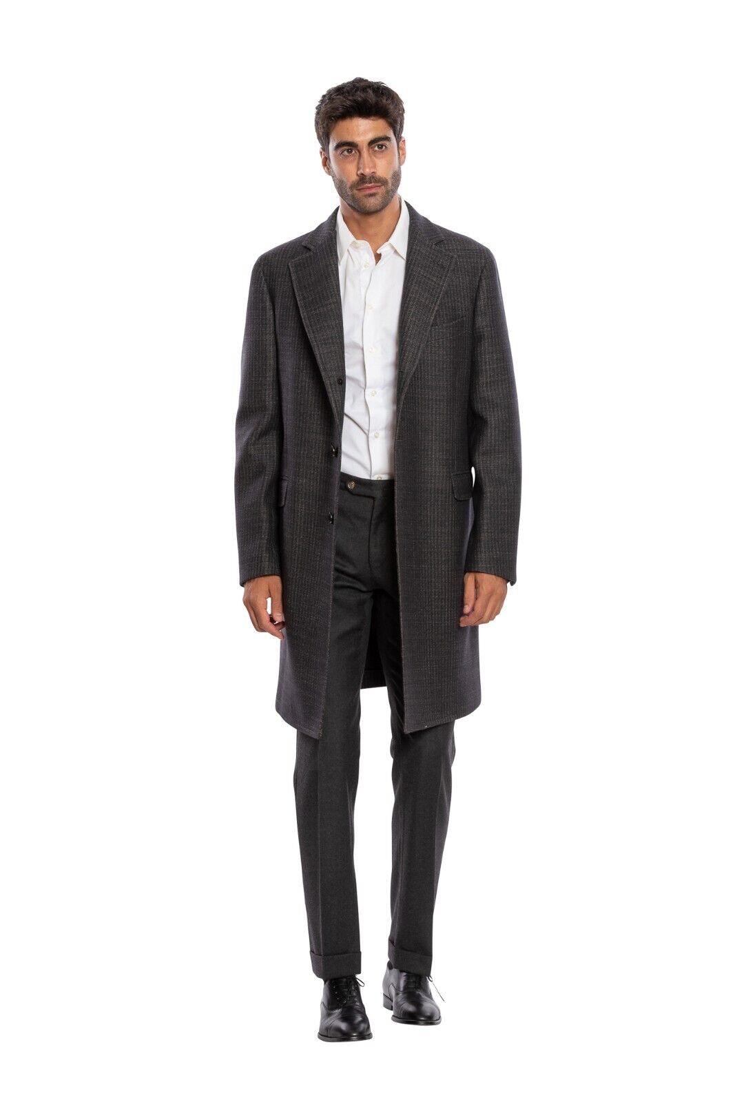 $1950 BOGLIOLI MILANO Grey Long Coat K.Jacket TWEED Wool