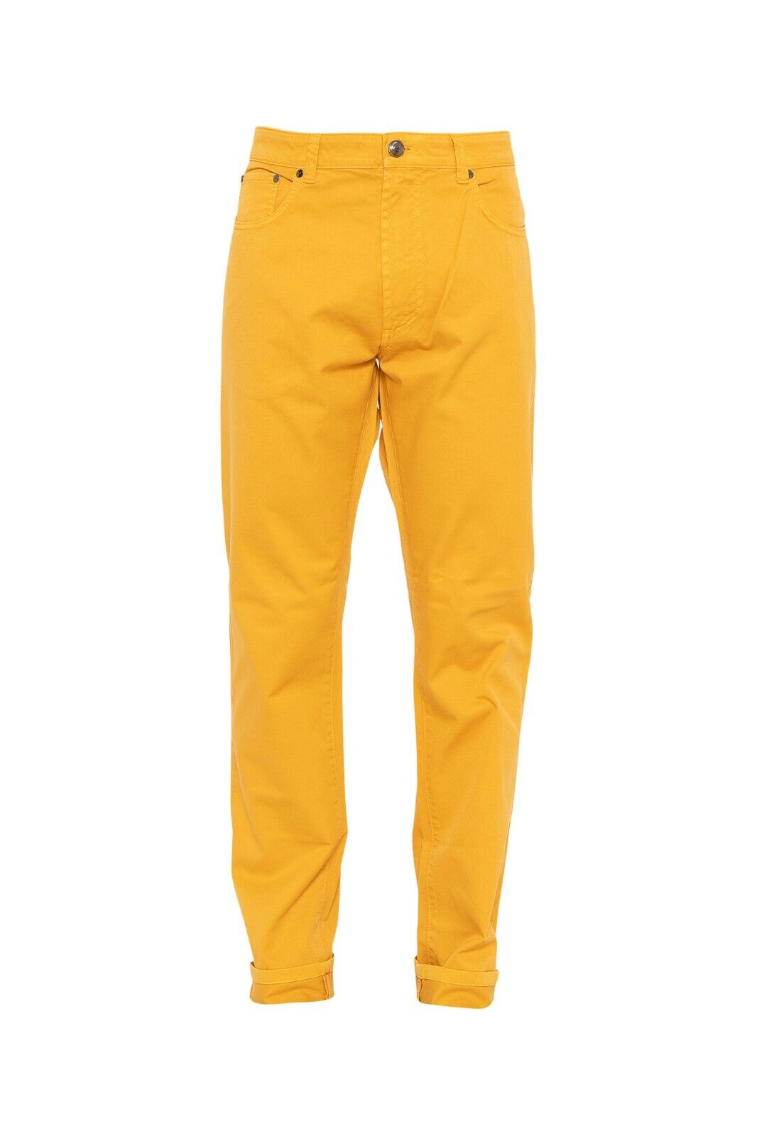 690$ ISAIA NAPOLI Mustard 5 Pockets Slim Straight Jeans Pant Cotton 36 US 52 EU