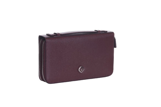 JM ICON by JOHNNY MANGLANI Burgundy Clutch Bag Double Organizer Handbag Wallet