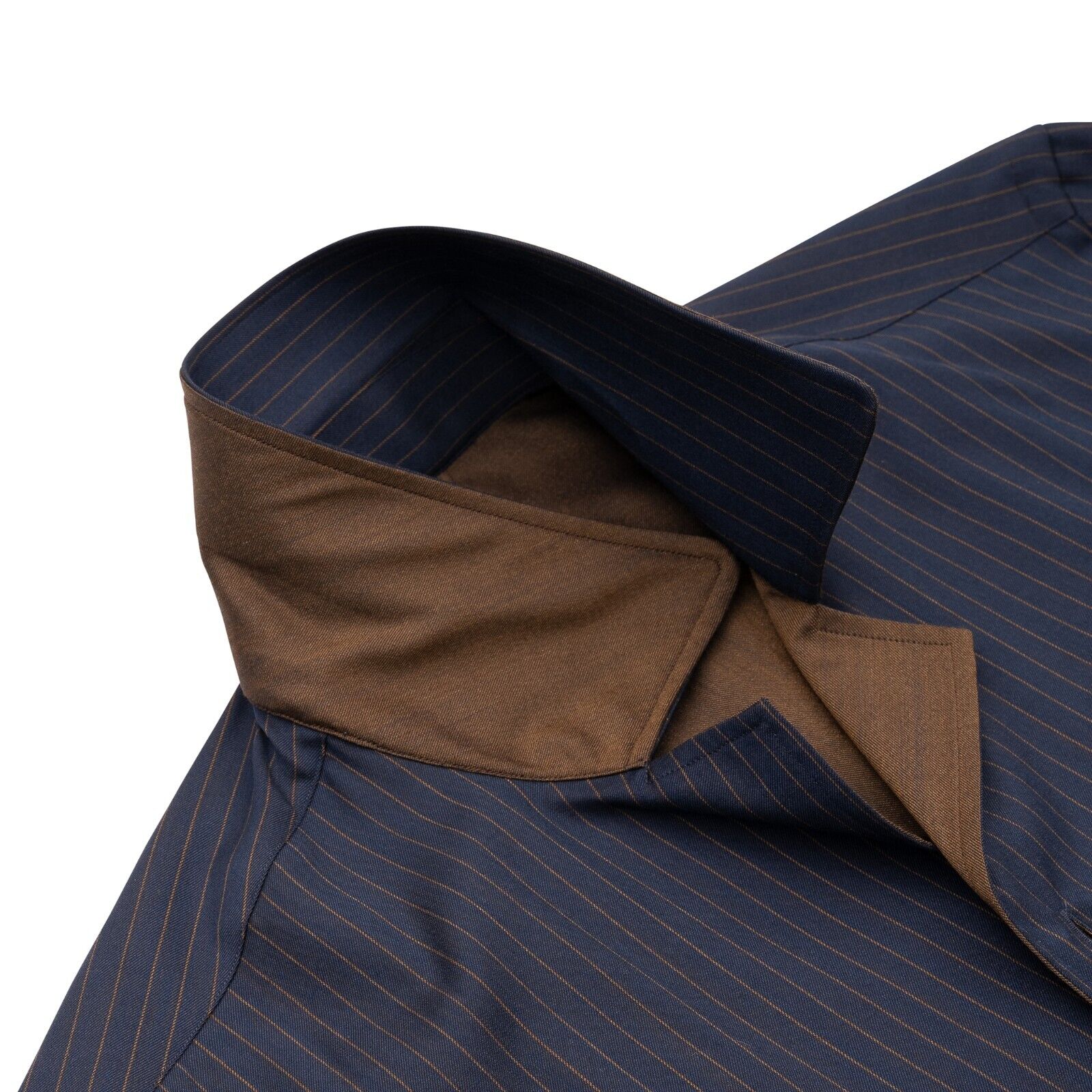 1400$ LUXURY MAROL BOLOGNA Striped Shirt Blue Double Cotton LORO PIANA 15.5 - 39