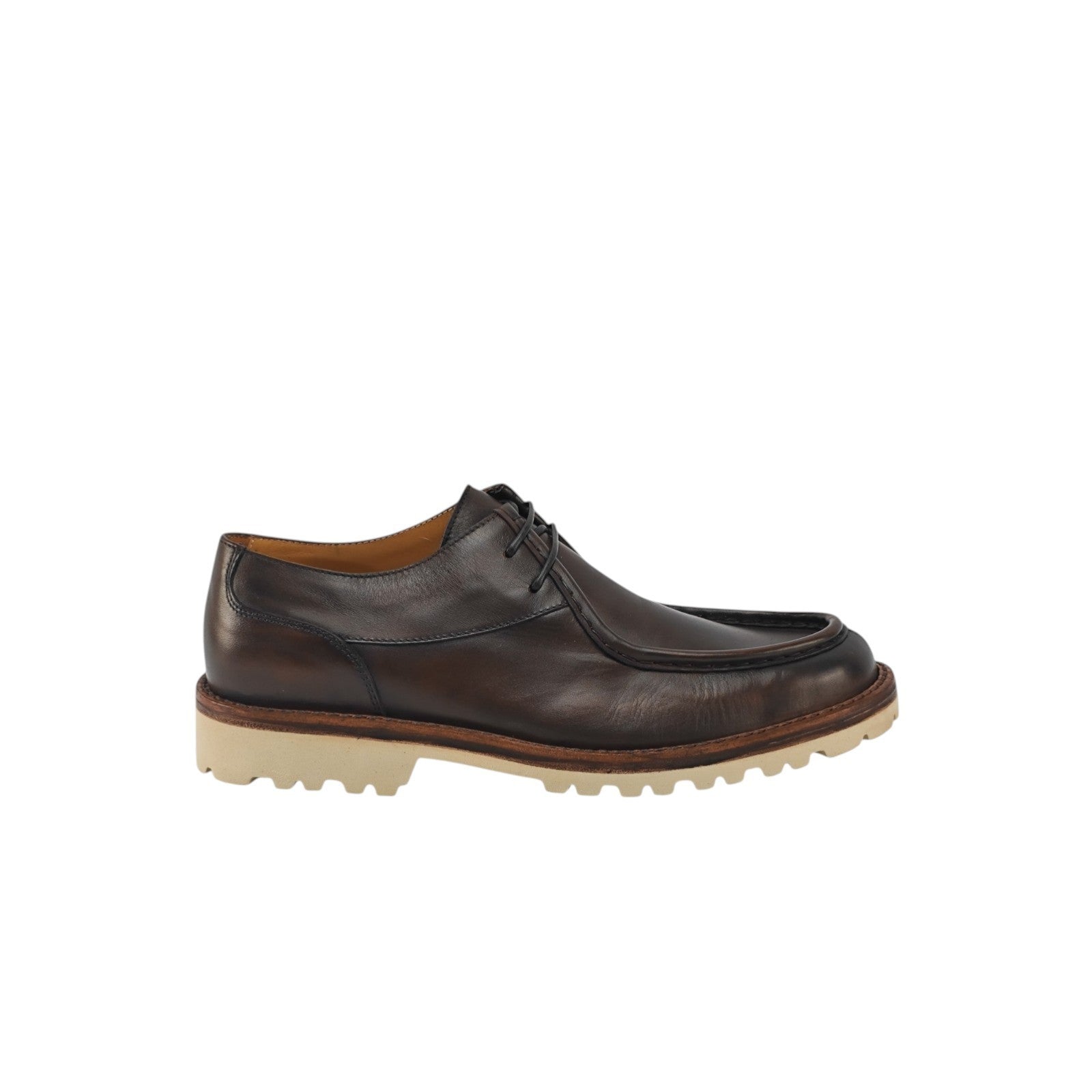 1100$ TESTONI "Piuma" Derby Moc-Toe Shoes Brown Calf 8 UK / 9 US / 42 IT