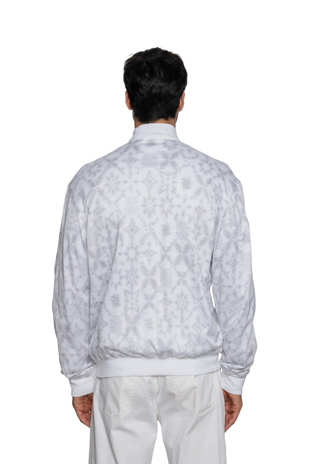 1300$ ITALO FERRETTI Bomber Jacket Jersey White 100% Cotton 44 US / 54 EU ZILLI