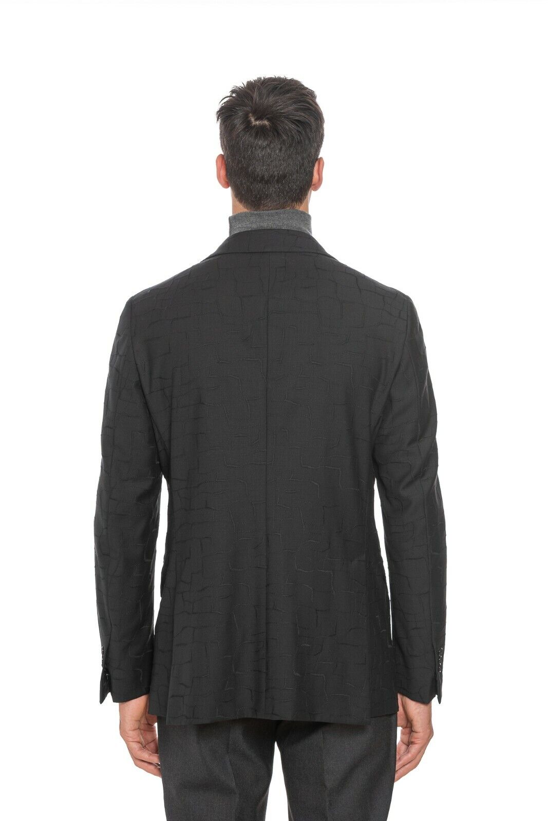 2080$ BELVEST Black Double Breasted Jacket Wool 42 US / 52 EU 8R Super Slim Fit