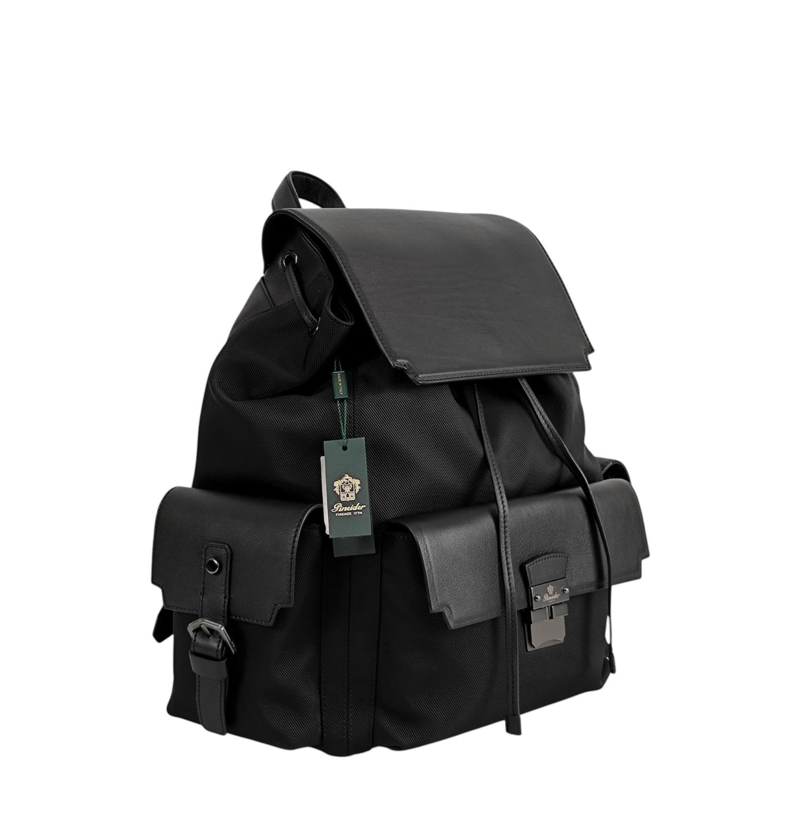1950$ PINEIDER FIRENZE 1774 Leather Multiple Backpack Black