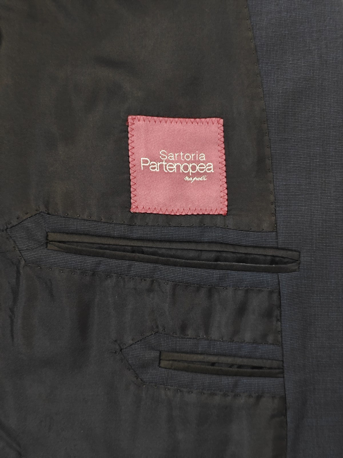 $2500 SARTORIA PARTENOPEA Blue Textured Handmade Suit Wool 120's 46 US / 56 EU