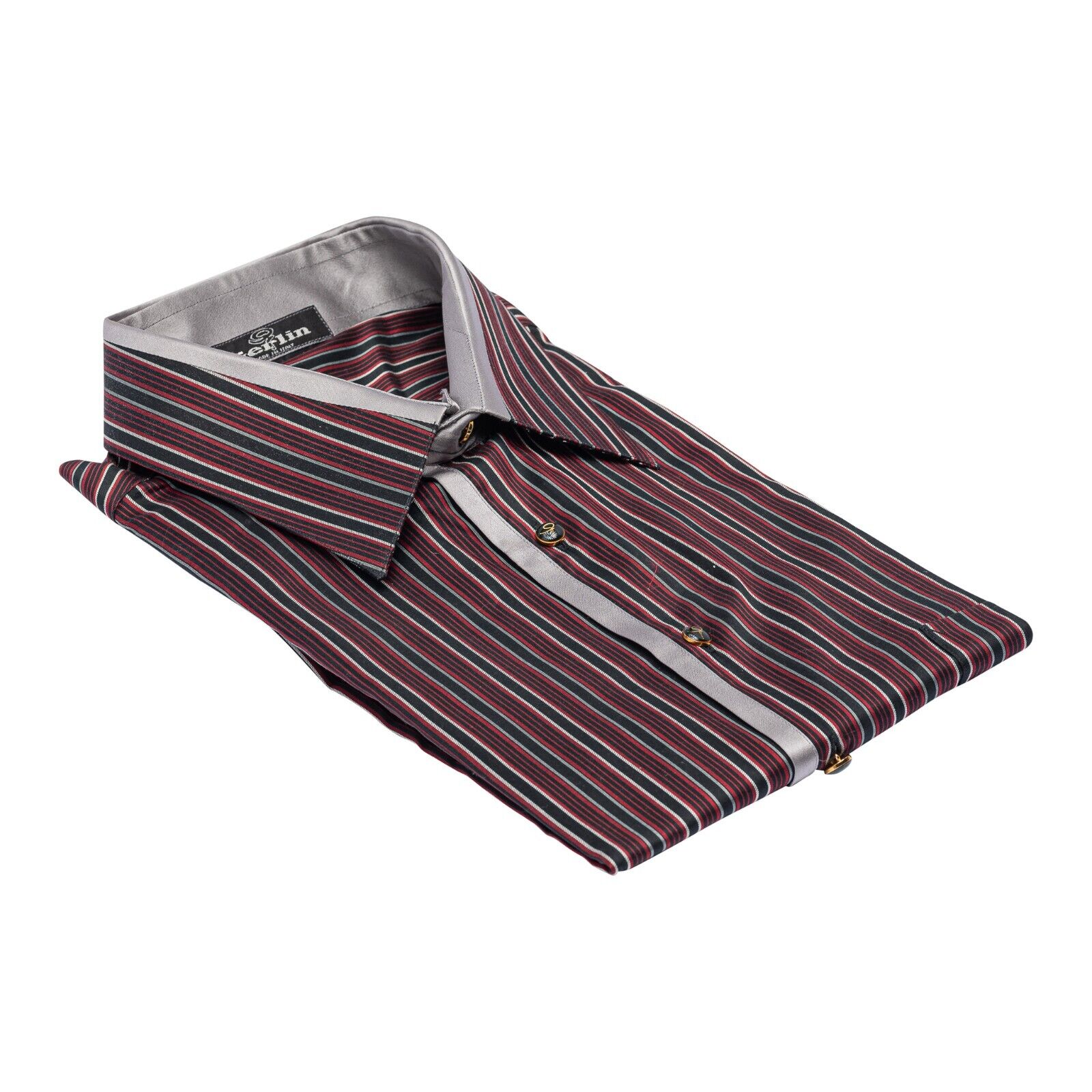 1400$ LUXURY GERLIN Shirt Red Striped 100% Silk 16 - 41 2C BIJAN