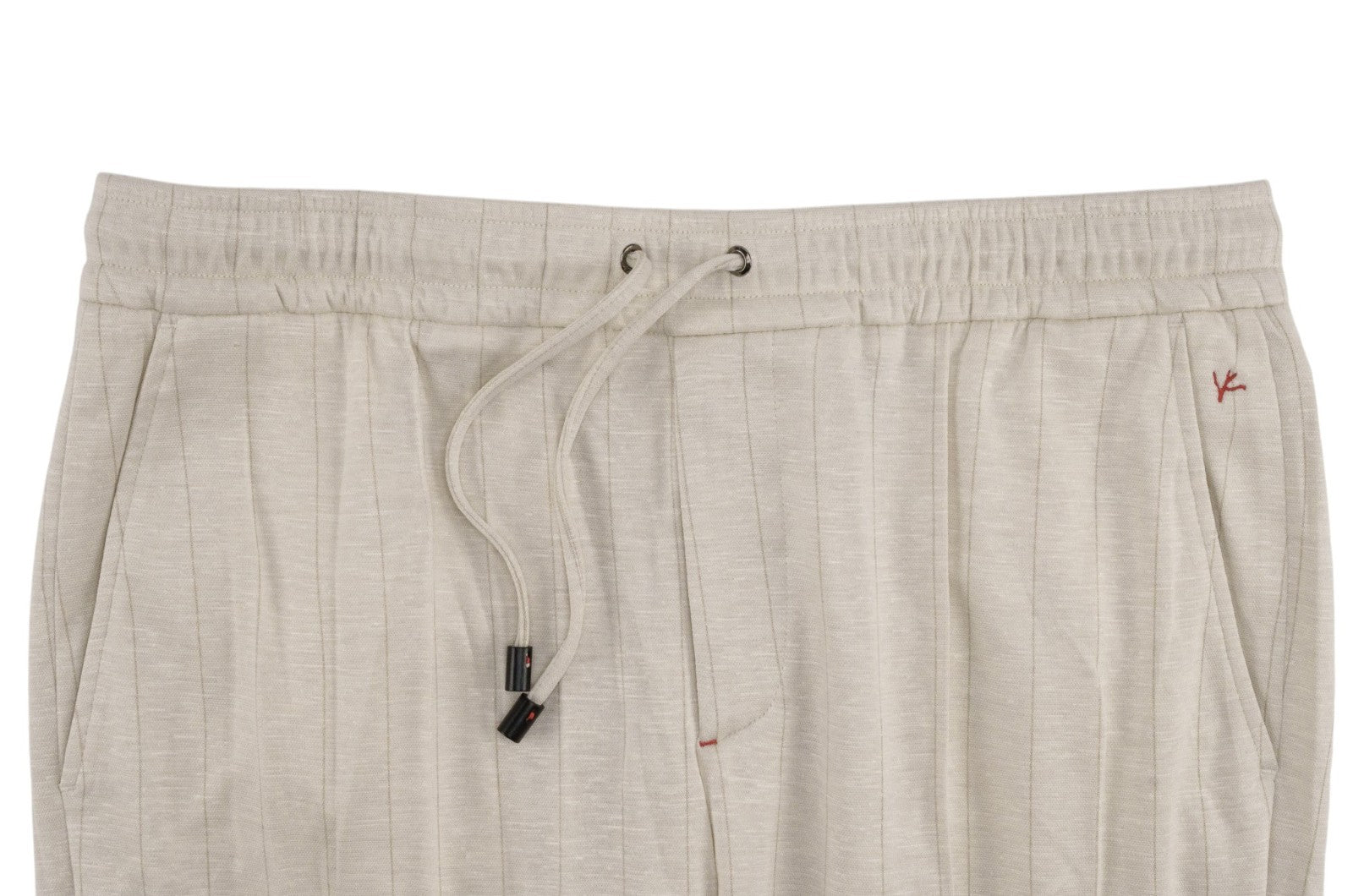 1350$ ISAIA NAPOLI Ivory Striped Drawstring Pant Wool - Silk - Linen 40 US 56 EU
