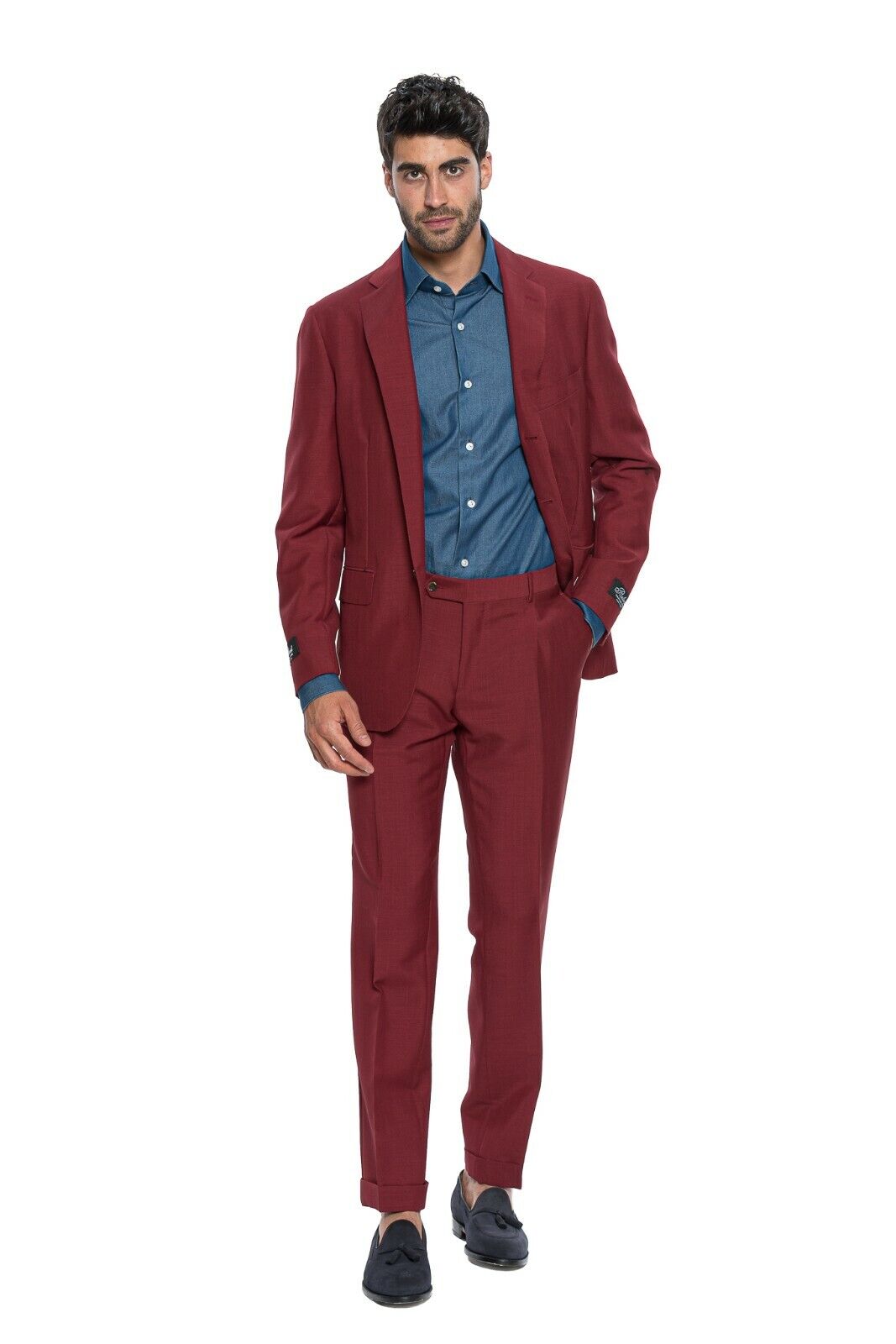 $3250 Belvest Red Pompeian Suit Mohair & Wool 40 US / 50 EU 7R JACKETINTHEBOX