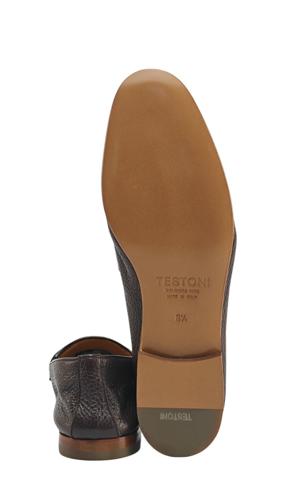1250$ TESTONI "Carloforte" Unlined Loafer Shoes Deerskin Cigar 8 UK 9 US 42 IT