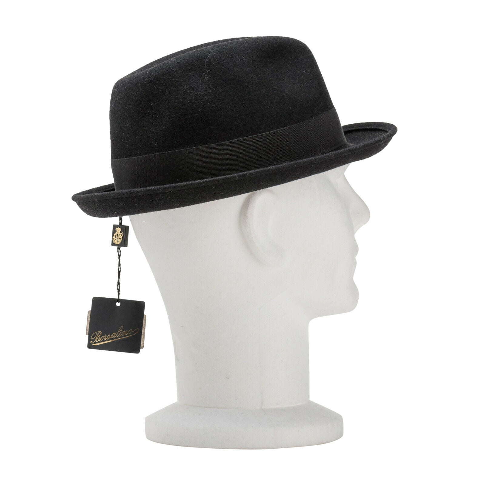 290$ BORSALINO Brushed Women's Hat Fur Felt Black Handmade in Italy Size S