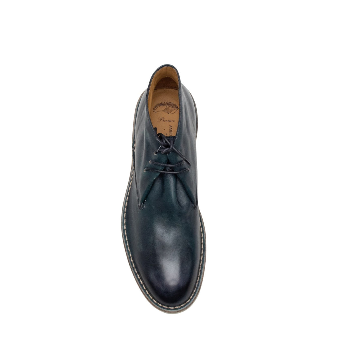 1300$ TESTONI "Piuma" La Thuile Desert Boot Unlined Calf Navy 8 UK /9 US / 42 IT