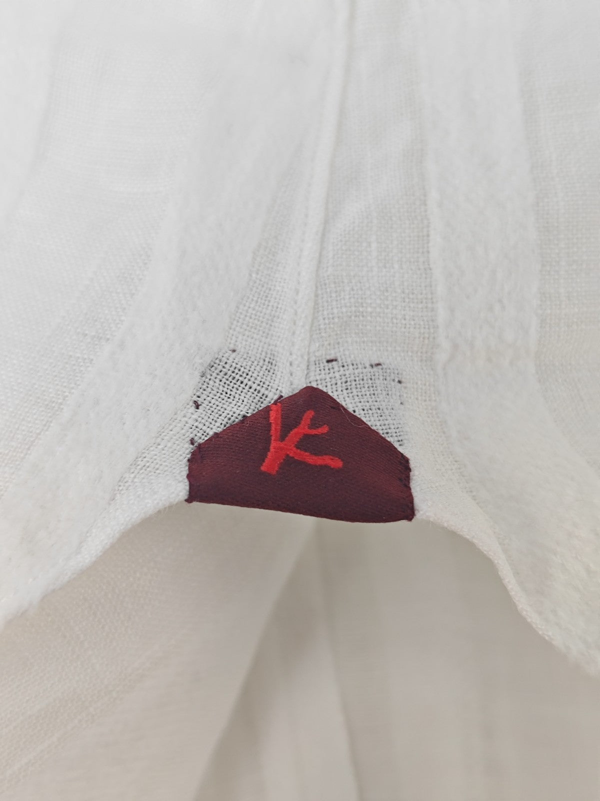 820$ ISAIA NAPOLI White Camp Collar Shirt Jacquard Cotton Linen