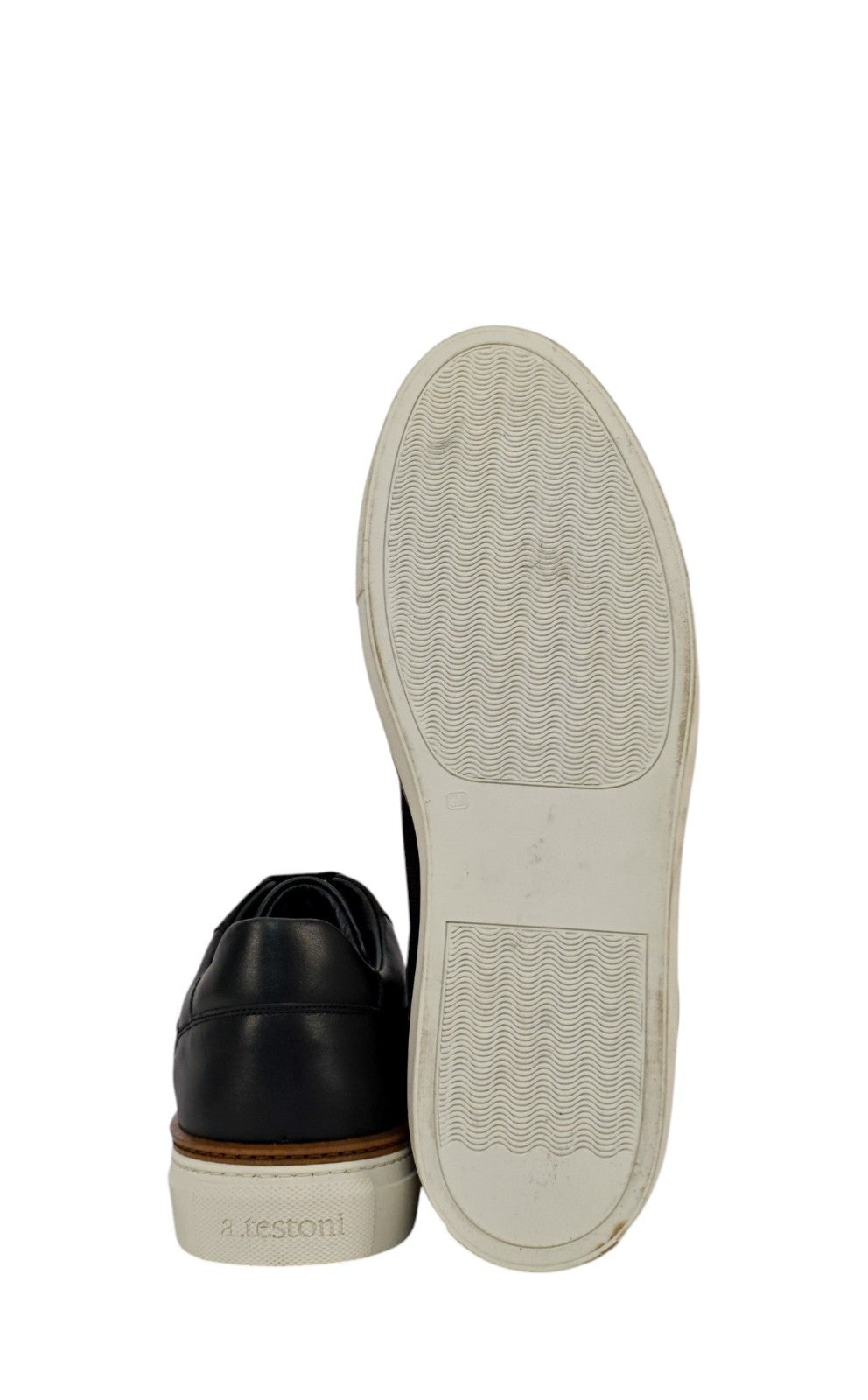 850$ TESTONI Black Calf Leather + Saffiano Sneakers Shoes 8 UK / 9 US / 42 IT