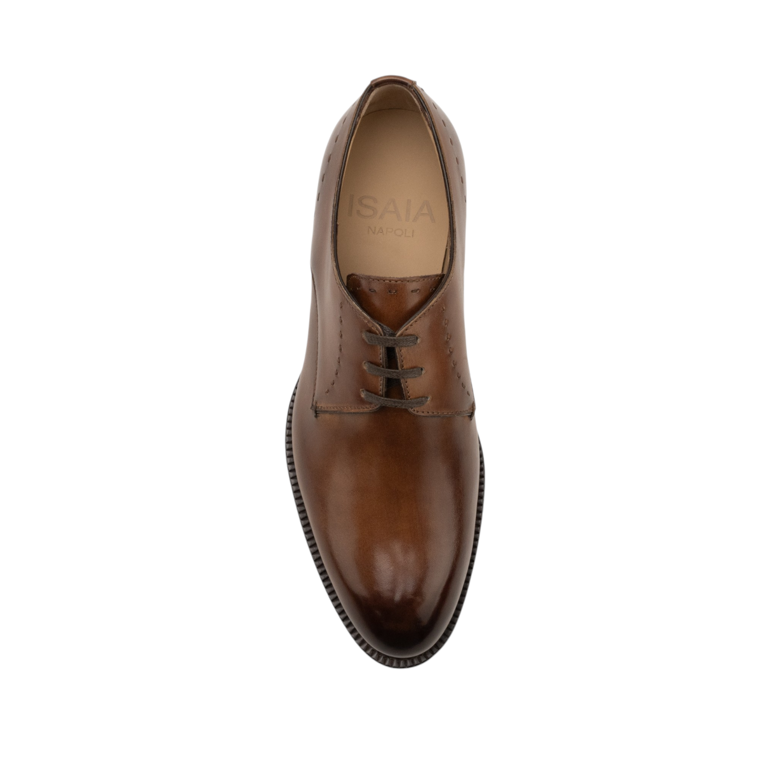 ISAIA NAPOLI Brown Caramel Derby Shoes Calf Leather Handmade 5 UK / 6 US / 39 IT