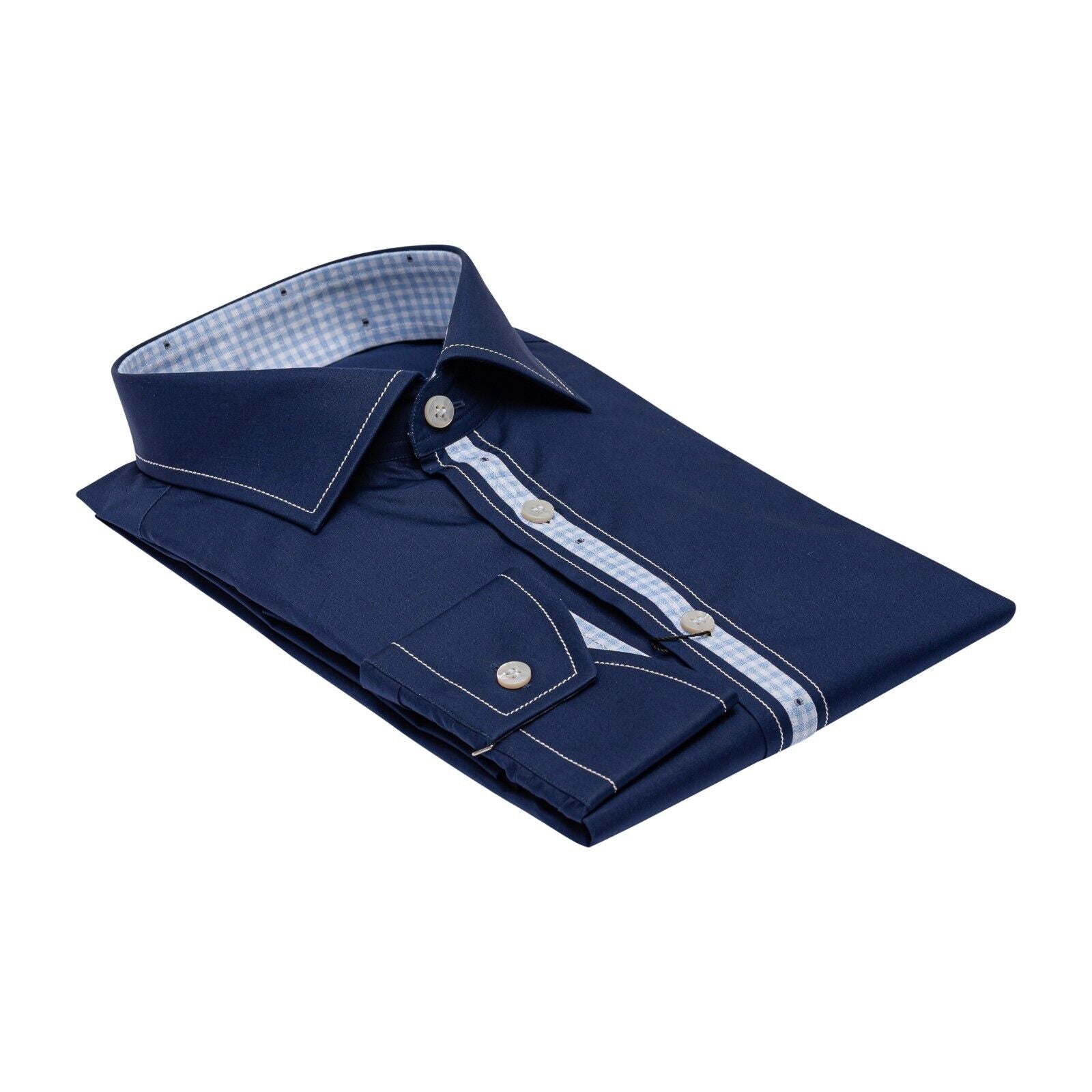 690$ LUXURY GERLIN Shirt Blue Navy ALUMO Cotton 16 - 41 1G BIJAN