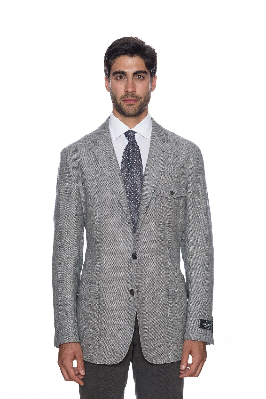 BELVEST Hand Made in Italy Jacket Blazer Wool Linen Solid Gray 46 US / 56 EU 7 R