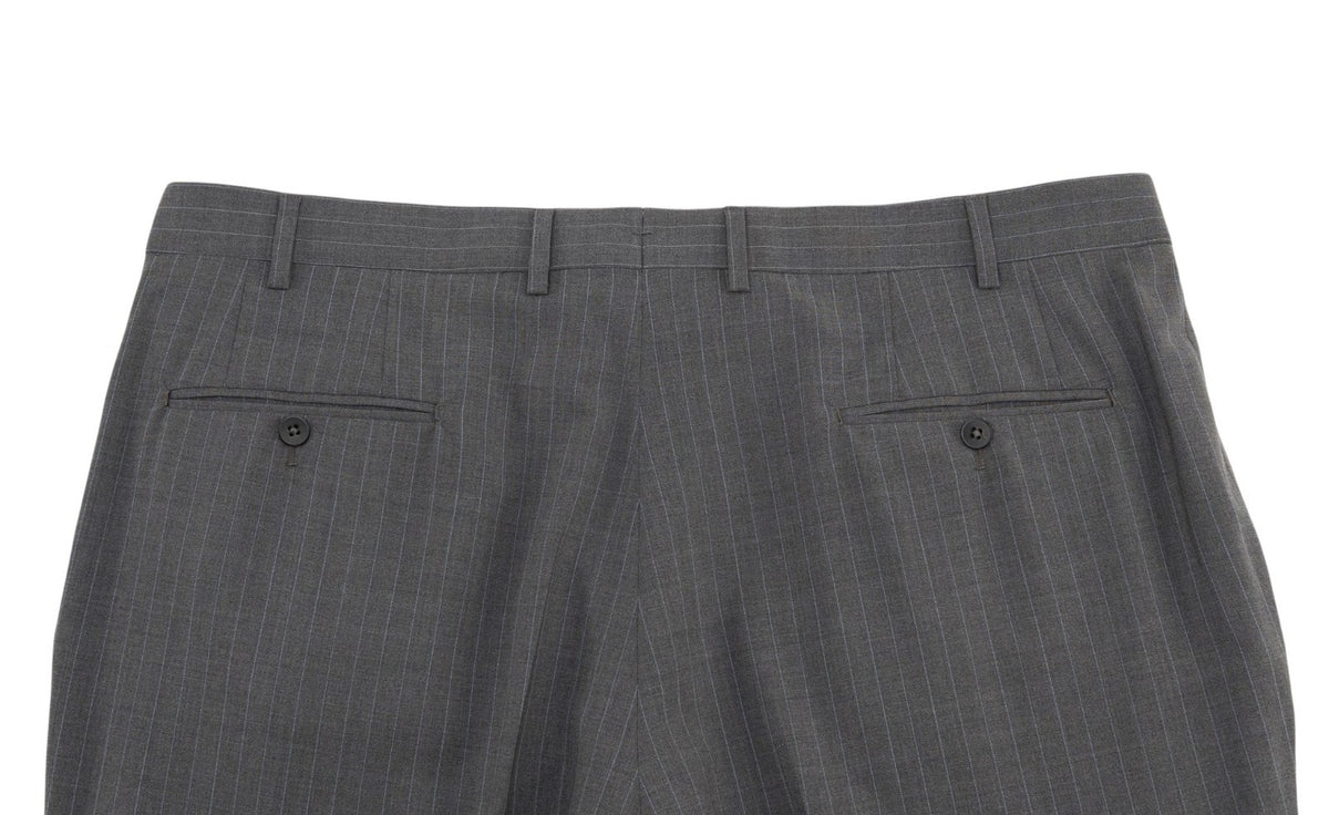 $6790 ISAIA NAPOLI "Gregorio" Gray Suit Hand-Sewn Wool Pinstripe