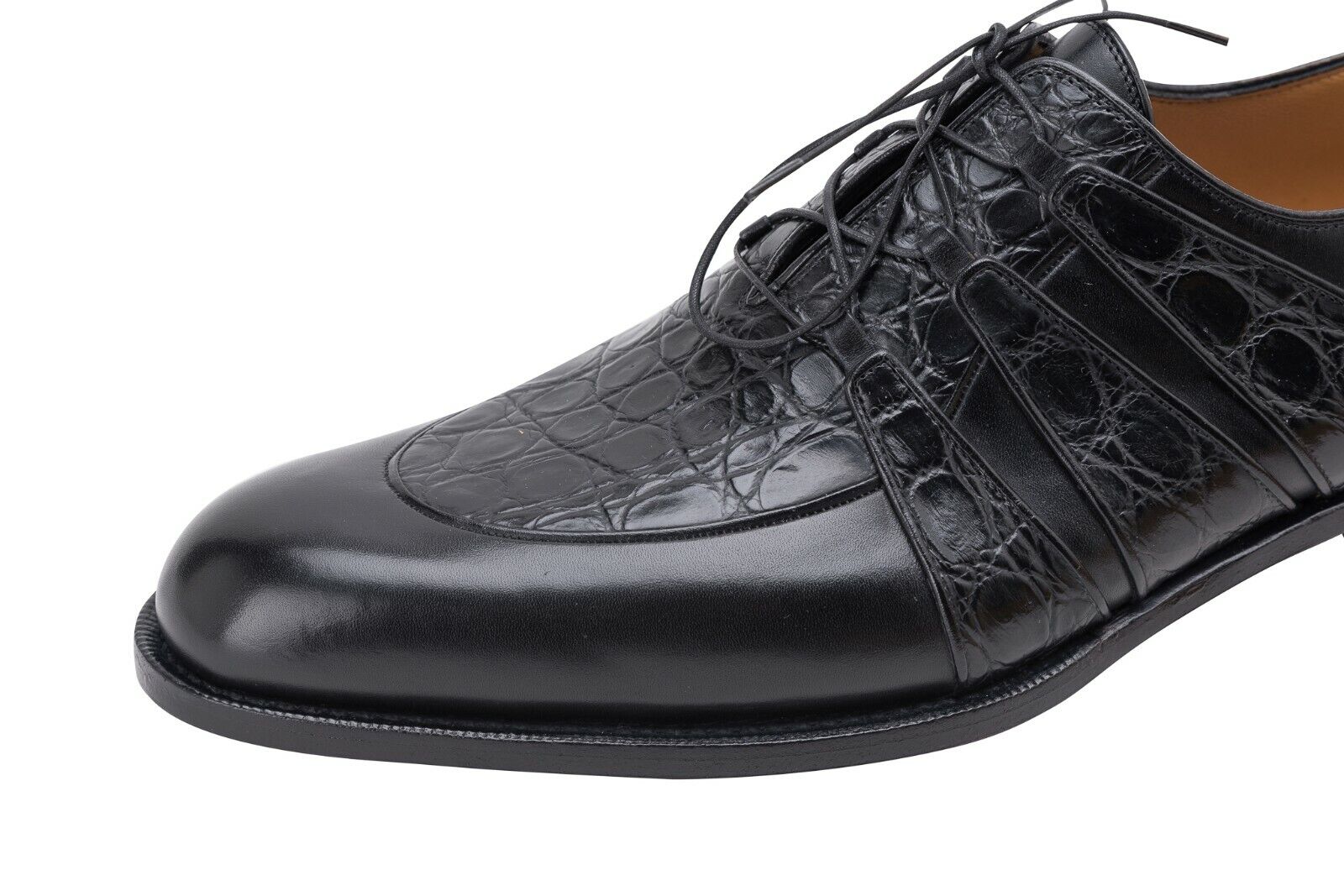 $1550 Testoni Bologna GOODYEAR BOLOGNESE Derby Shoes Genuine Crocodile + Calf