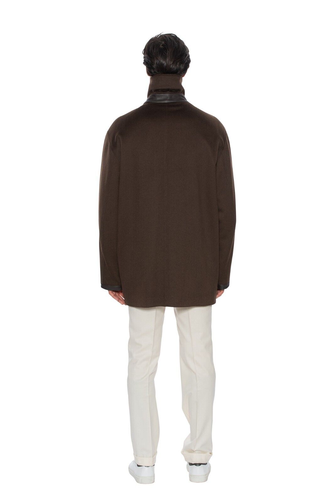 $4800 HETTABRETZ Brown Jacket Coat 100% Cashmere / Lambskin / Silk 42 US / 52 EU