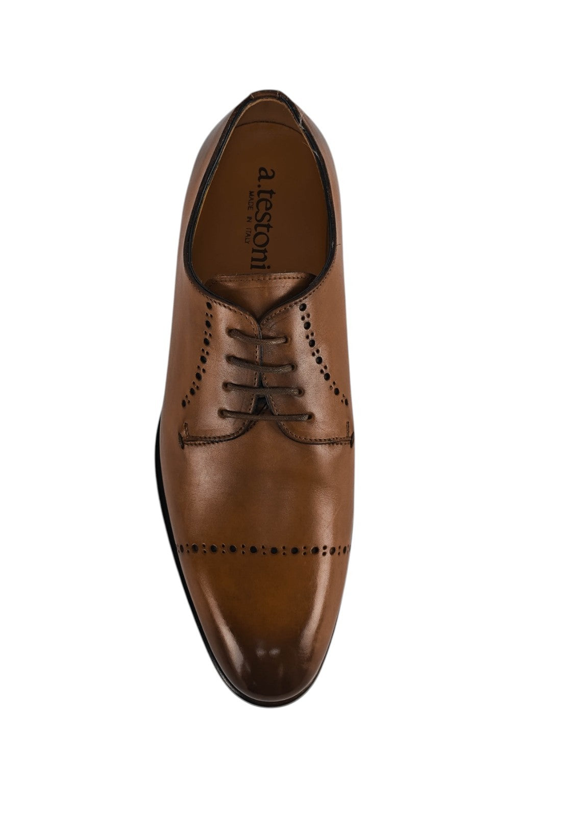 1050$ TESTONI 1929 Derby Shoes Antique Lux Calf Caramel 8 UK / 9 US / 42 IT