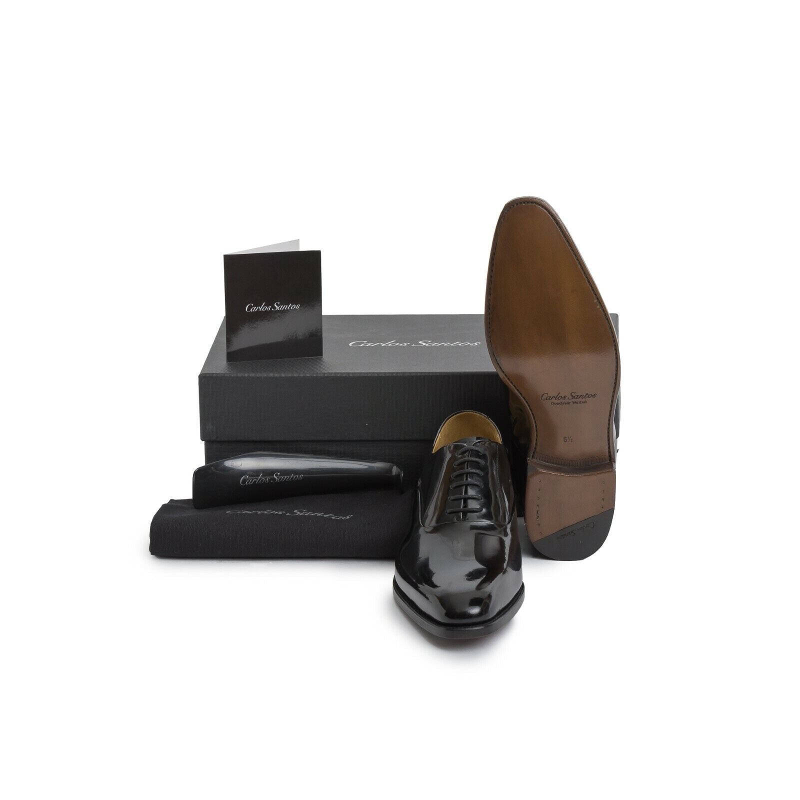 Carlos Santos Patent Leather Shoes Tuxedo Black Goodyear Welted 6.5 UK / 7.5 US