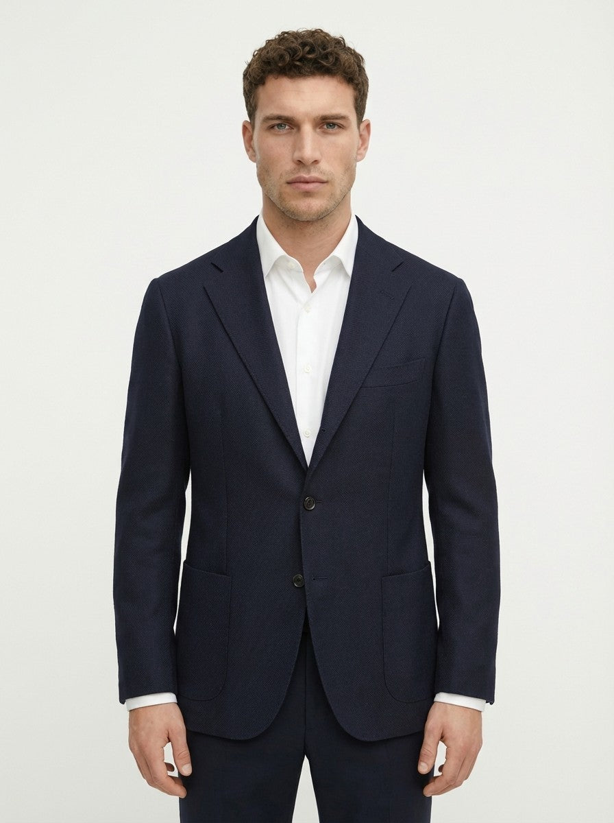 1900$ RAFFAELE CARUSO Navy Sport Coat LORO PIANA Zelander Wool 44 US / 54 IT