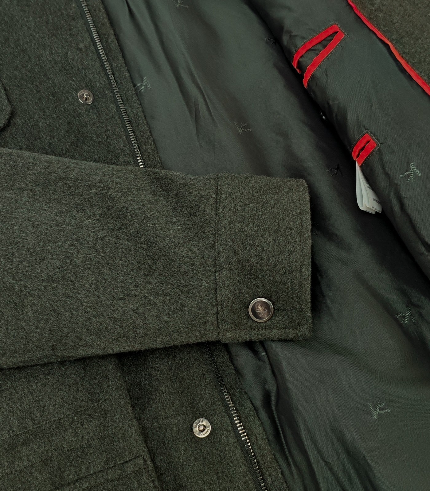 6200$ ISAIA NAPOLI Green Coulisse Zip Field Jacket 100% Cashmere 38 US / 48 EU