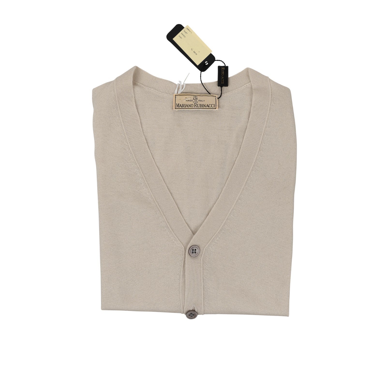 520$ RUBINACCI NAPOLI Beige Cardigan Vest Gilet 100% Extra Soft Cashmere Size S