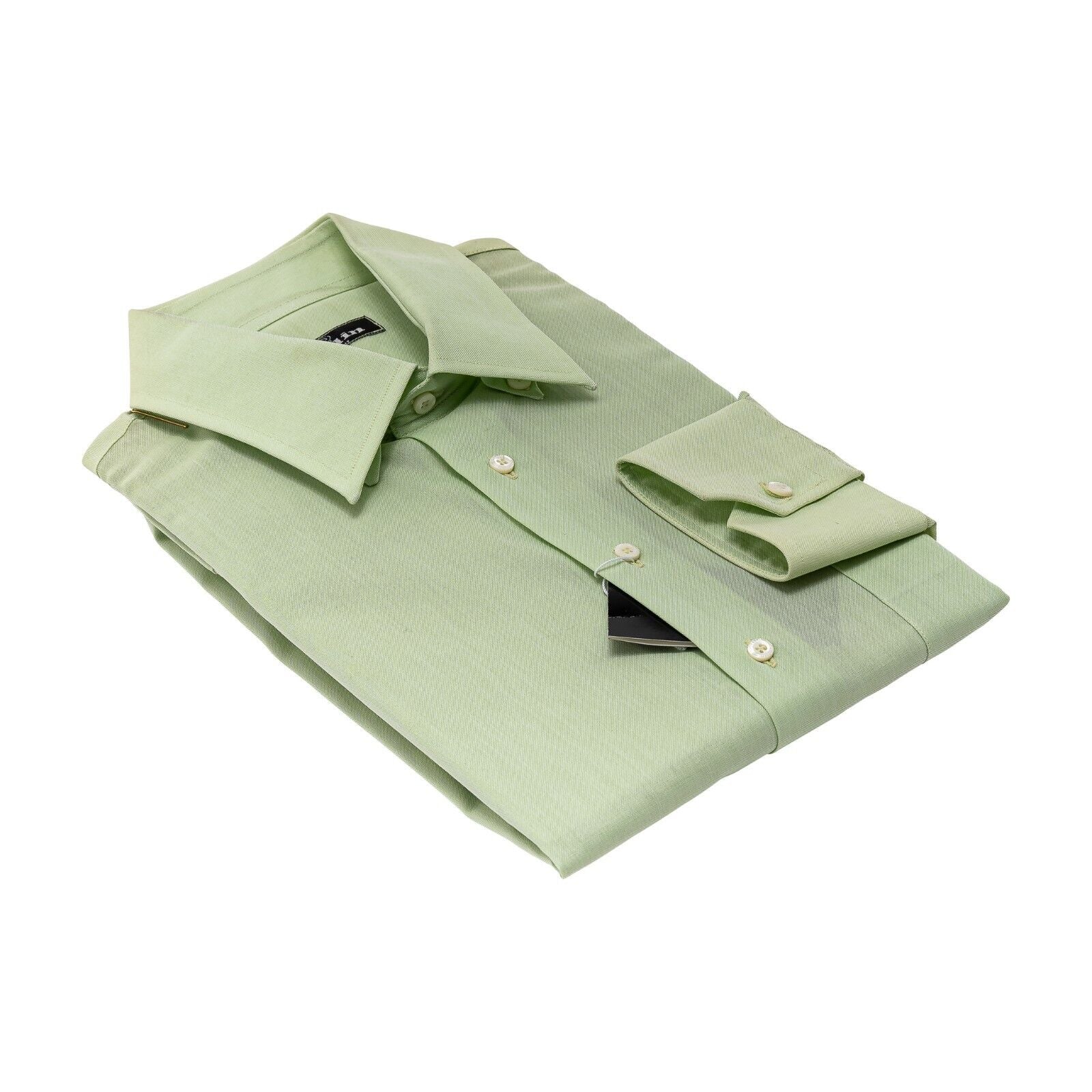 690$ LUXURY GERLIN Shirt Solid Green Fine Cotton 16 - 41 5C BIJAN
