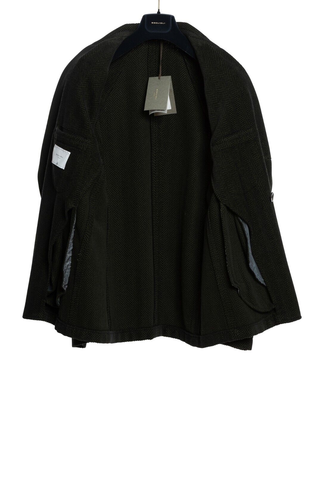 $1950 BOGLIOLI Caban Peacoat Coat Blue / Green Cashmere Wool Cotton 40 US 50 EU