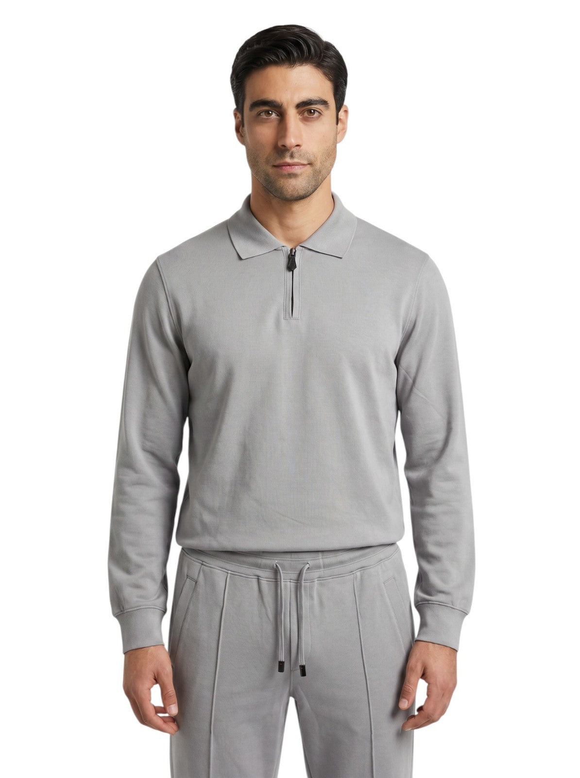 $3500 ISAIA NAPOLI Gray Half Zip Tracksuit Jogging Jersey Wool Size L