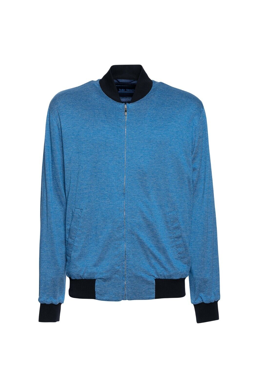 1300$ LUXURY ITALO FERRETTI Bomber Jacket Blue Cotton LISLE Size L BIJAN