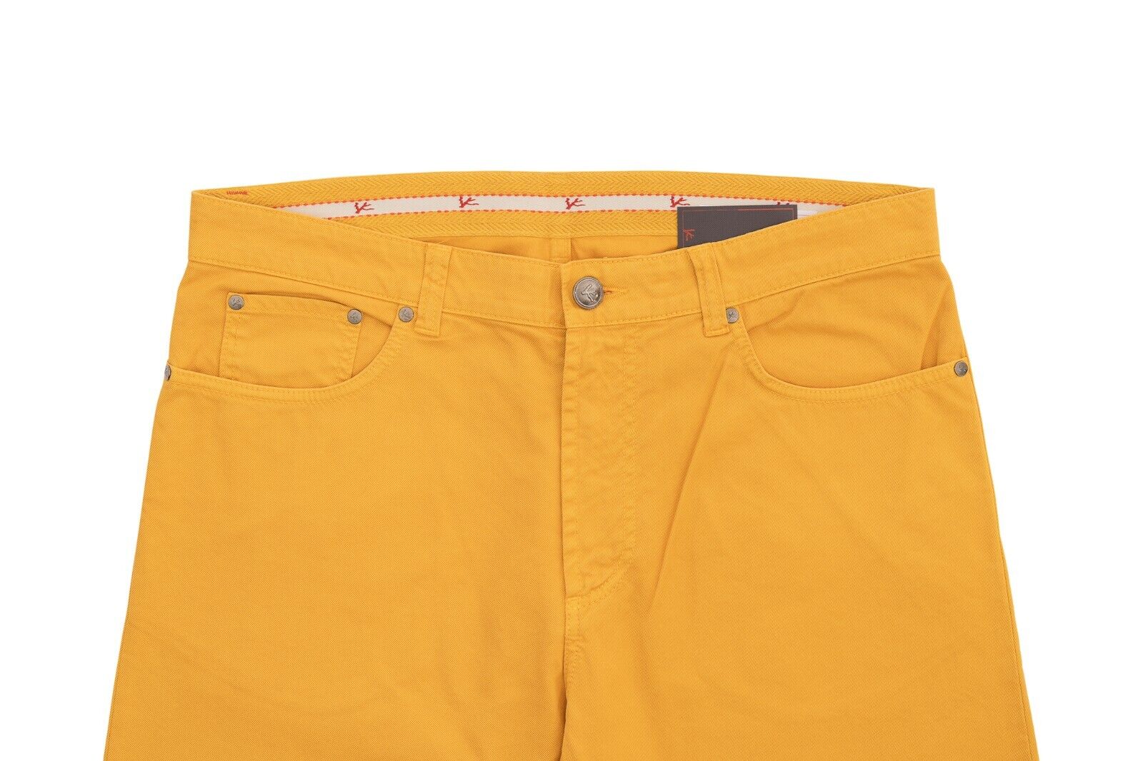 690$ ISAIA NAPOLI Mustard 5 Pockets Slim Straight Jeans Pant Cotton 36 US 52 EU