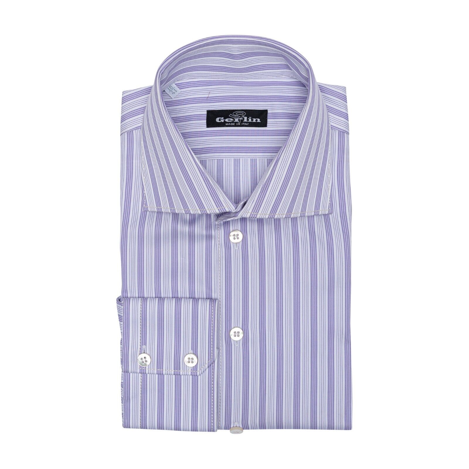 690$ ITALIAN LUXURY GERLIN Shirt Striped Lilac Cotton 16 - 41 3H BIJAN