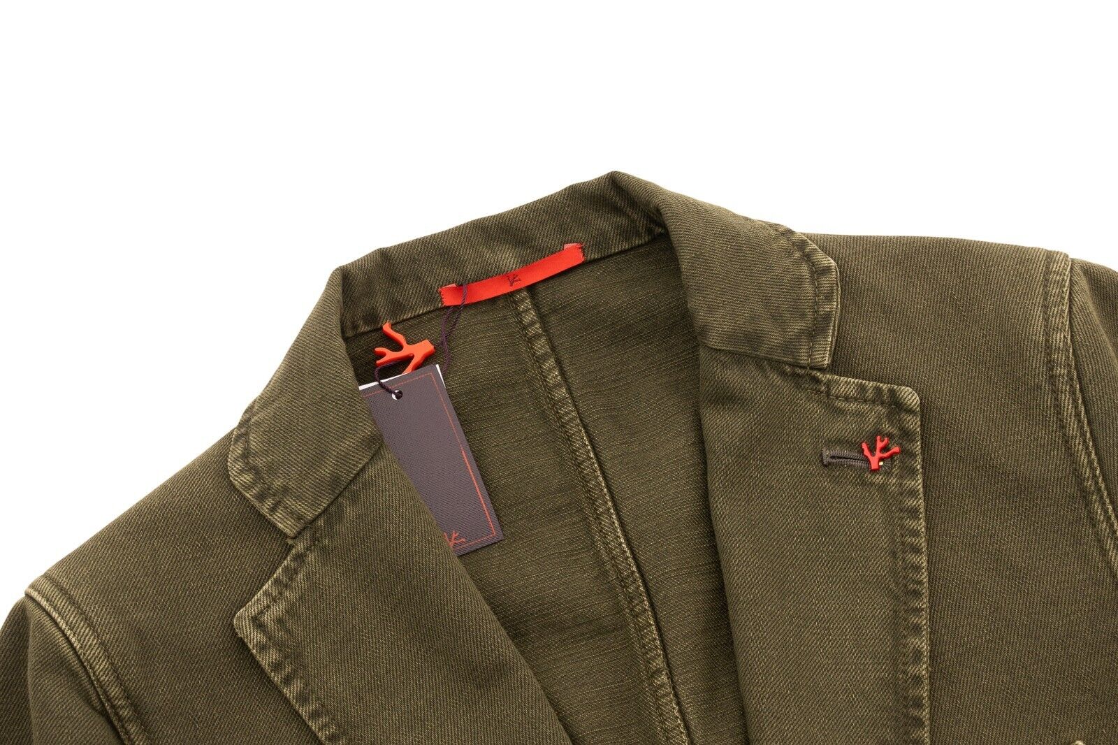 $4400 ISAIA NAPOLI Green Olive Hand-Sewn Sartorial Denim Sport Suit