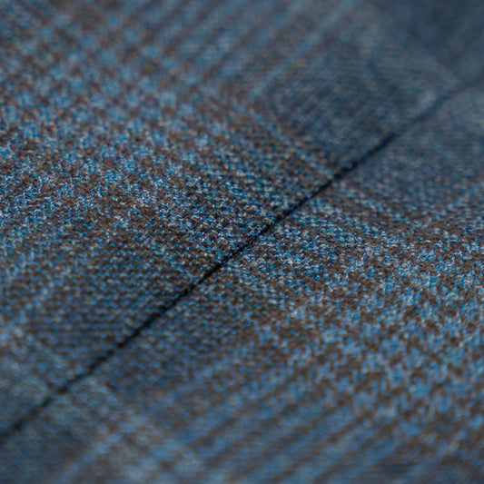 Sartoria DALCUORE NAPOLI Total Hand-Sewn Jacket Sport Coat Wool Blue Glen Plaid