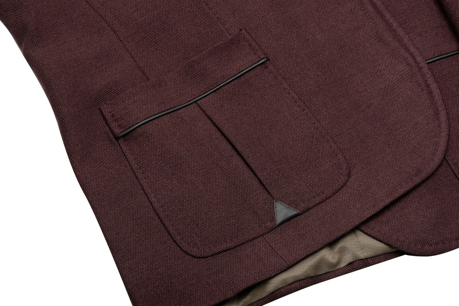 1450$ CORNELIANI Jacket Blazer Wine Wool Silk + Leather 42 US / 52 EU 7R Stretch