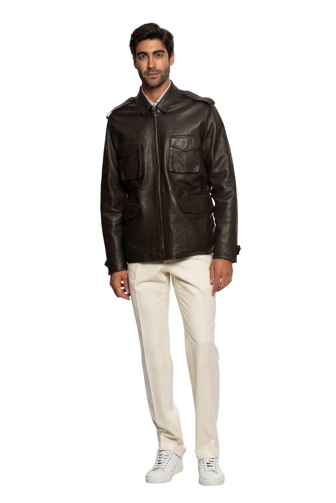 $2200 BOGLIOLI Dark Brown Jacket Coat Padded 100% Leather 40 US / 50 EU