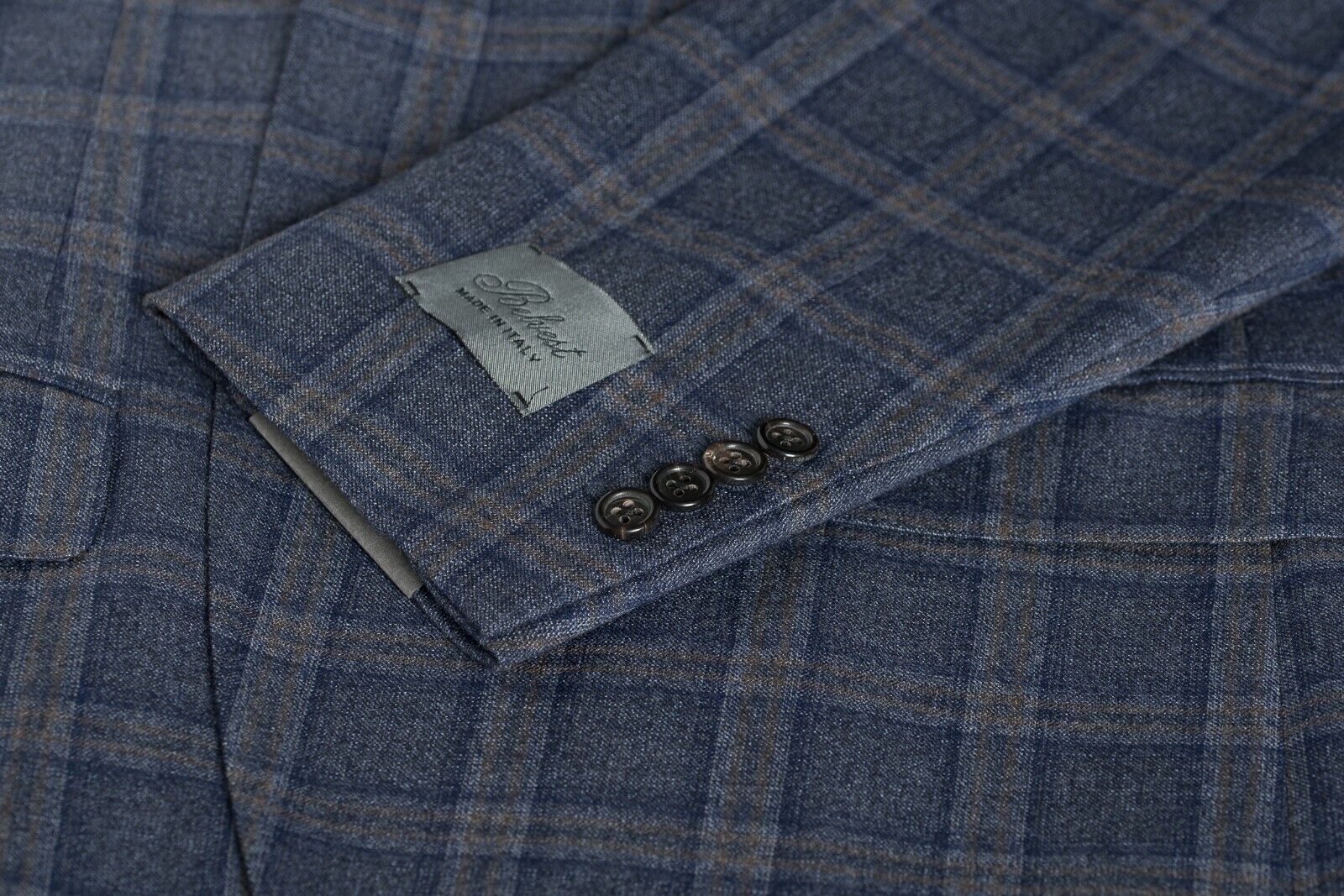 $2780 Belvest Wool Blue Check Suit 40 US / 50 EU Drop 7R Fall / Winter 2018