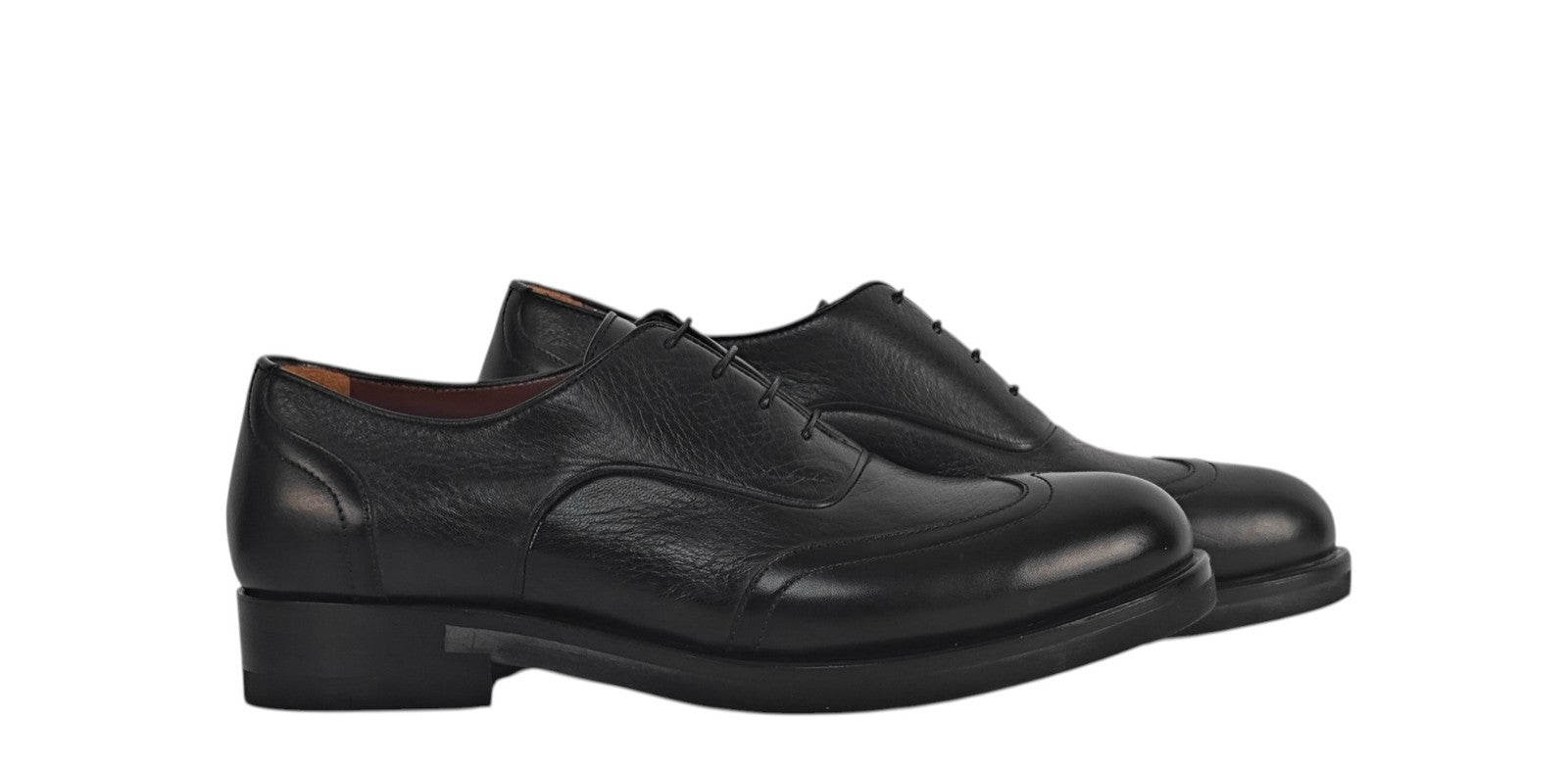 1300$ TESTONI Black Oxford Shoes Deerskin Leather 5.5 UK / 6.5 US / 39.5 IT