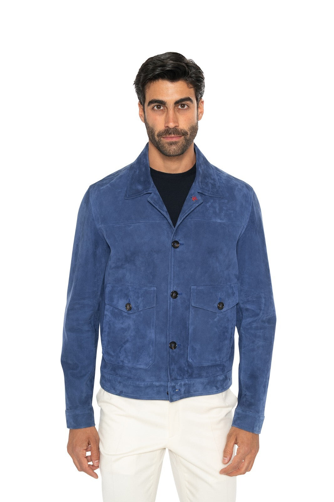5200$ ISAIA NAPOLI "Portofino" Royal Blue Jacket Lambskin Leather 38 US / 48 EU