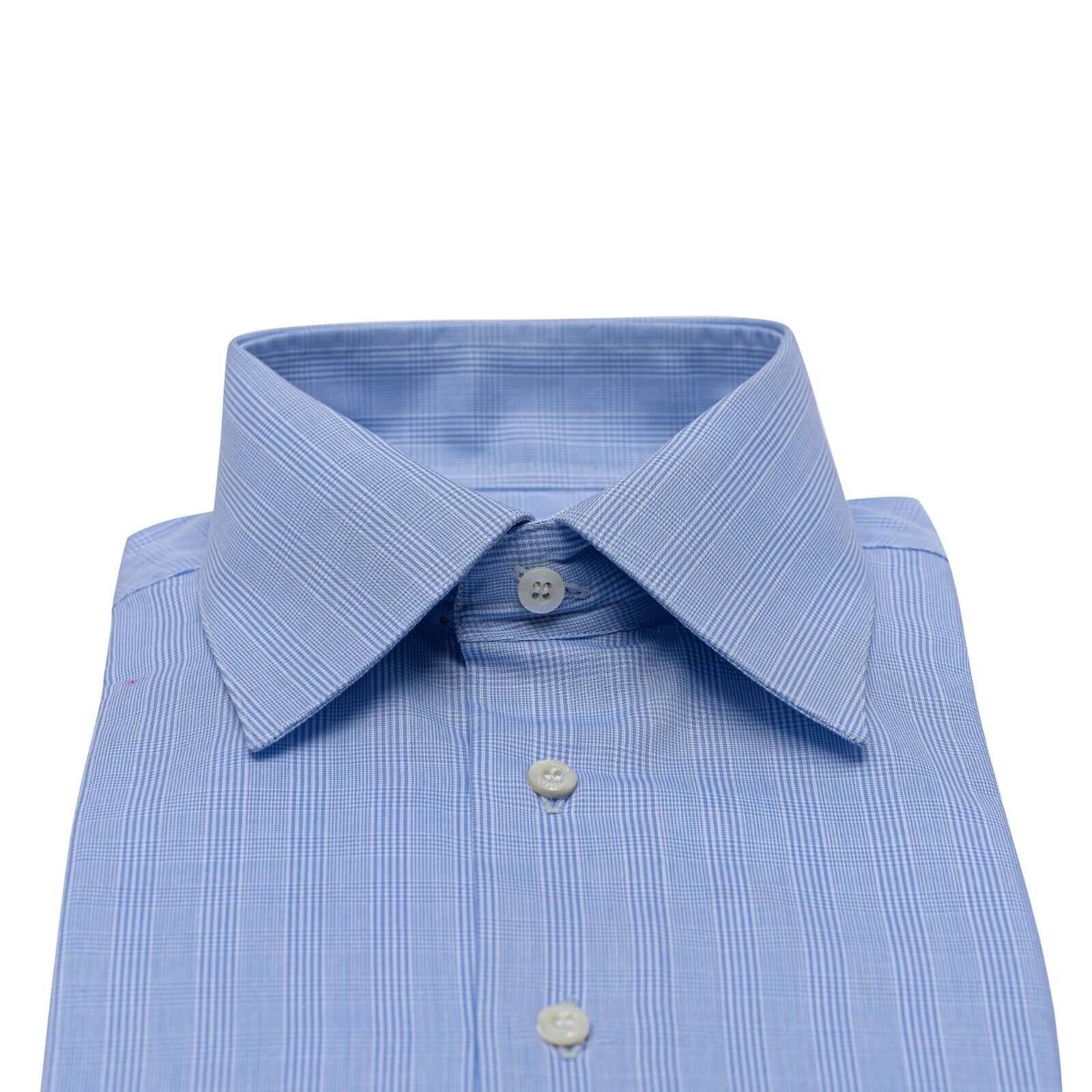 690$ LUXURY GERLIN Shirt Blue Check Fine Cotton 15.75 - 40 2L BIJAN