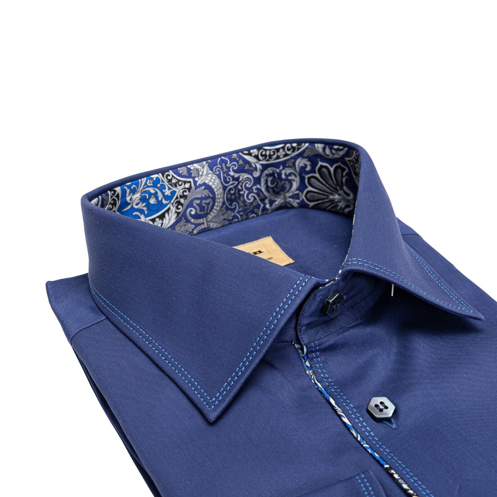 LUXURY 950$ GERLIN Shirt Blue ALUMO SUPRALUX Cotton + Silk 16-41 BIJAN