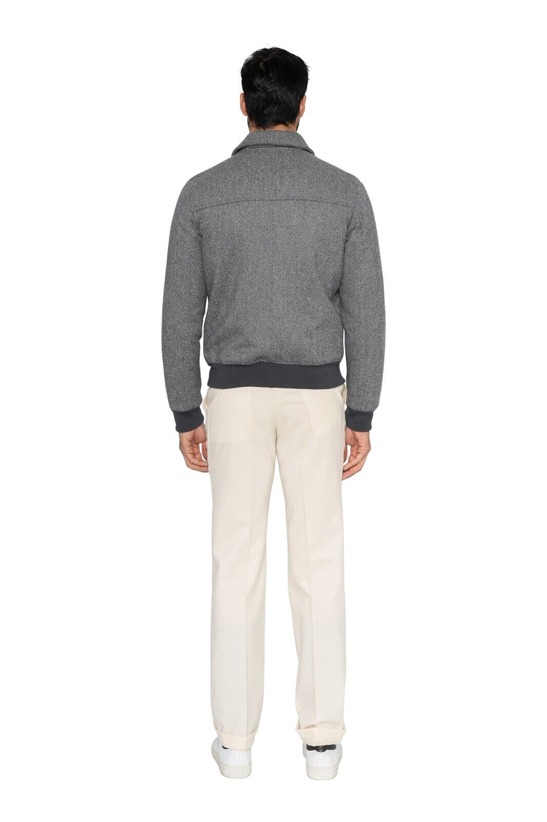 $1300 EIDOS by ISAIA NAPOLI Gray Bomber Jacket Wool Cashmere 38 US / 48 EU Slim