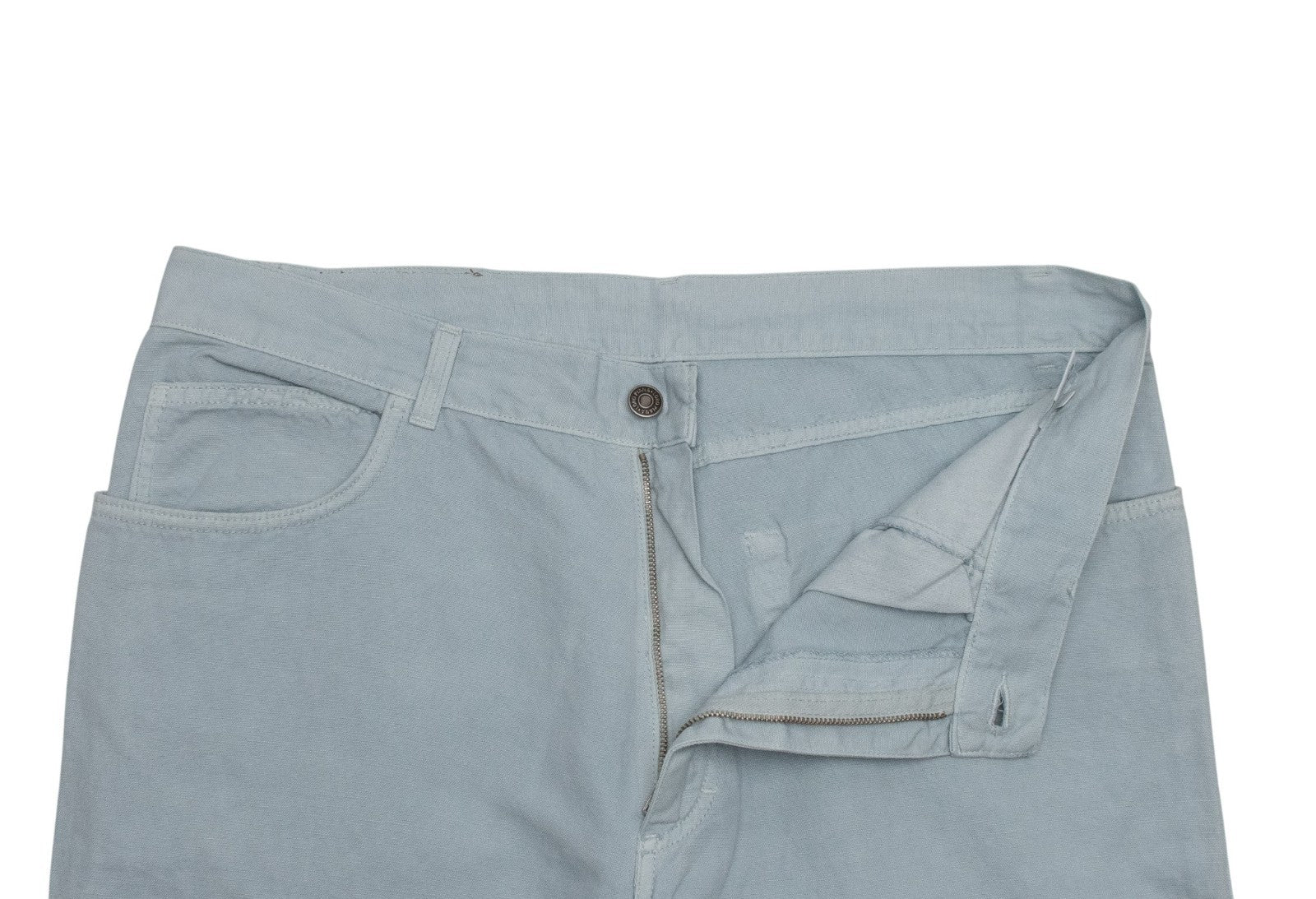 850$ LORO PIANA Sky Blue Jeans Pant Cotton Linen Regular Straight 38 US / 54 EU