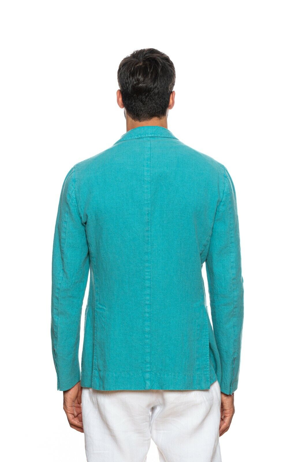 SARTORIA PARTENOPEA Aquamarine Handmade Washed Linen Jacket 40 US / 50 EU 7R